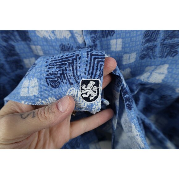 Nat Nast Luxury Originals Mens 2XL Silk Blend Geometric Hawaiian Button Shirt - Picture 4 of 12